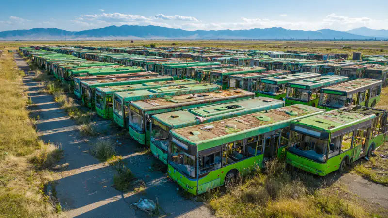 Более 570 ржавых автобусов под Алматы нашли нового владельца на электронных торгах Павлодаре