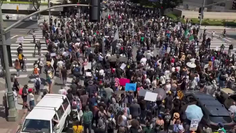 Комендантский час в Лос-Анджелесе: протесты против депортаций мигрантов 15 октября 2023 года
