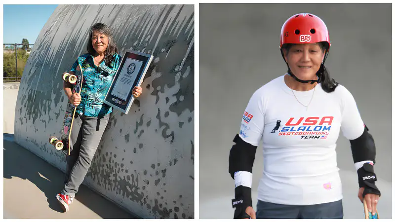 64-летняя Джуди Ояма из США установила рекорд Гиннесса как самая взрослая женщина-скейтбордистка Павлодаре