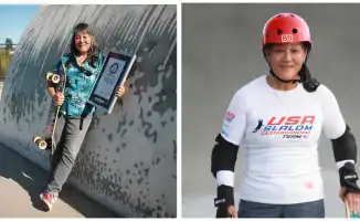 64-летняя Джуди Ояма из США установила рекорд Гиннесса как самая взрослая женщина-скейтбордистка