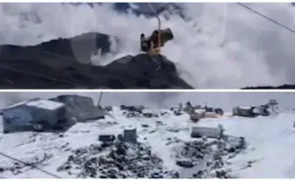 На вершине Эльбруса: 25 альпинистов застряли в 'пауке' канатной дороги