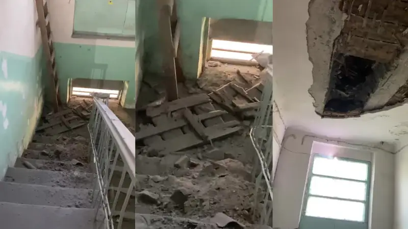 Ночь, когда потолок решил сбросить груз забот: в Актобе обрушение кирпичей и штукатурки потрясло двухэтажку Павлодаре