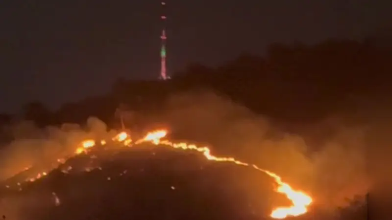 Склон горы загорелся в Алматы Павлодаре