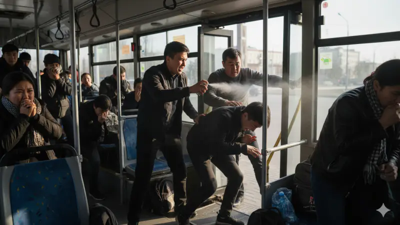 В Астане 18-летний местный житель арестован за распыление газового баллончика в автобусе: пассажиры начали кашлять и задыхаться, инцидент попал на видео. Павлодаре