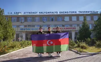 Изучение казахского языка в Туркестане тройняшками из Азербайджана и двойняшками из Кыргызстана