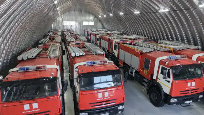 Новый ангарный комплекс МЧС в Шымкенте Павлодаре