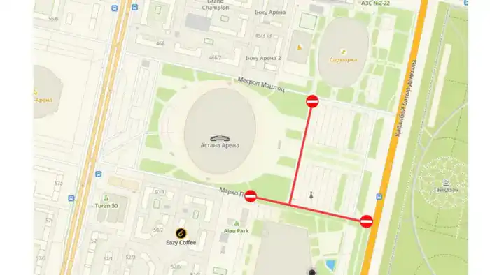 Ограничение движения у «Астана Арены» в день зажжения новогодних елок Павлодаре