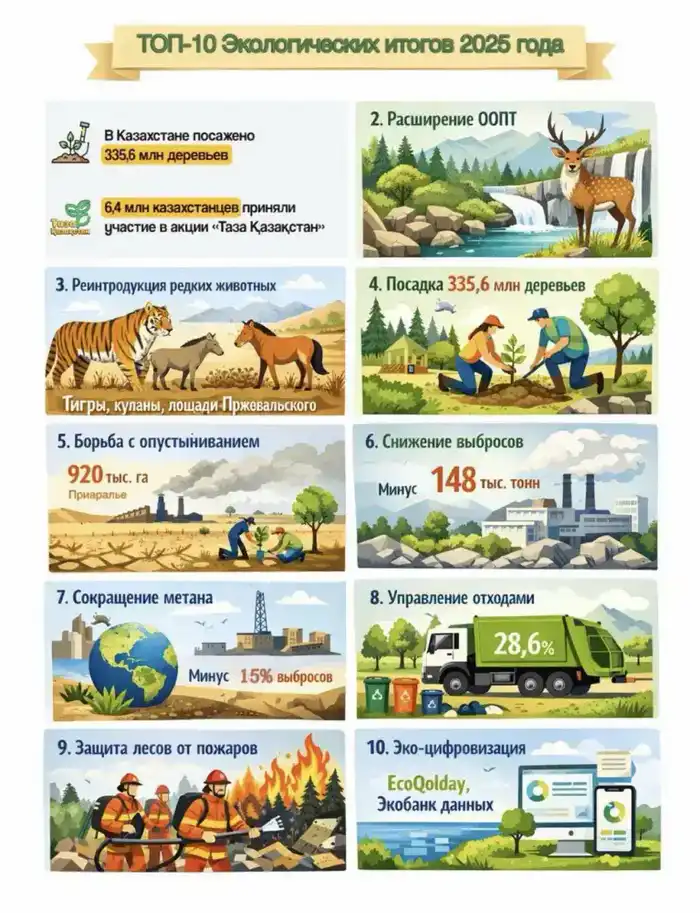экологические инициативы 2025 года посадка деревьев снижение выбросов переработка отходов управление природными ресурсами Павлодаре