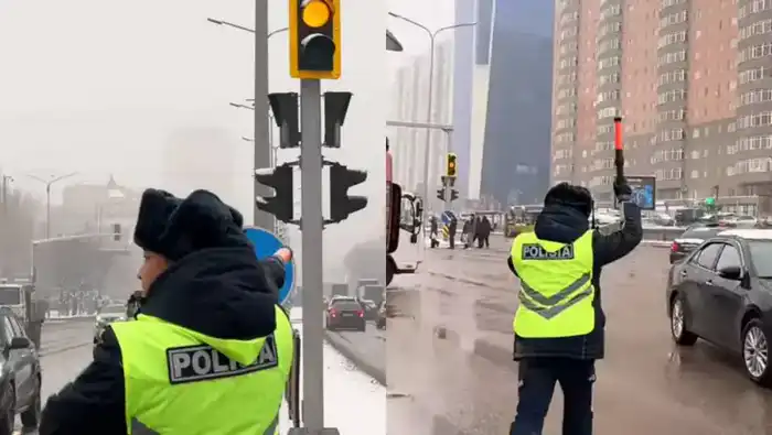 Усиление мер безопасности полиции в Астане из-за ухудшения погоды Павлодаре