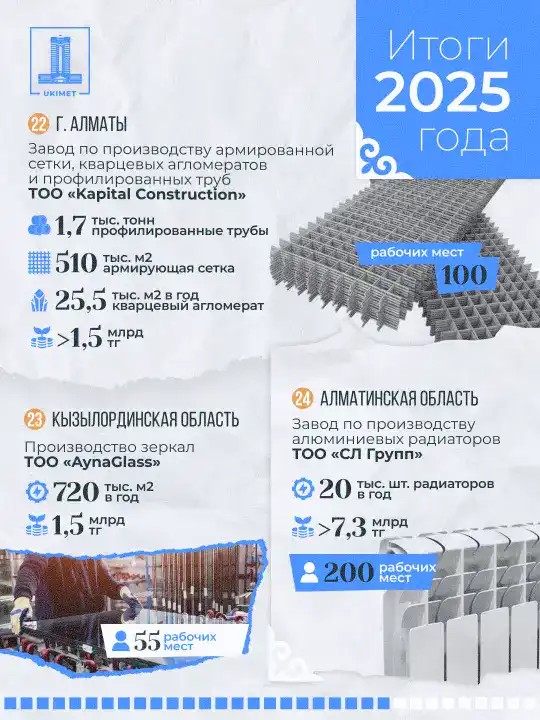 В Казахстане в 2025 году запущено 33 новых промышленных предприятия (4)