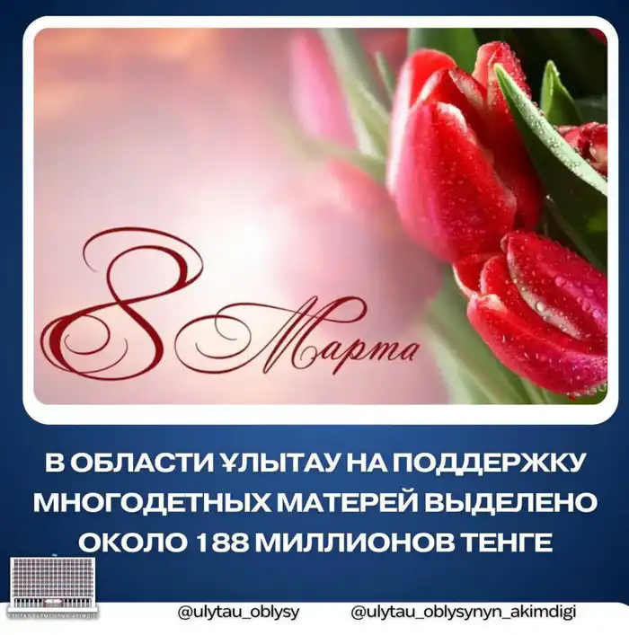 Поддержка многодетных матерей в области Ұлытау 188 миллионов тенге Павлодаре
