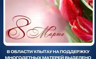 Поддержка многодетных матерей в области Ұлытау 188 миллионов тенге