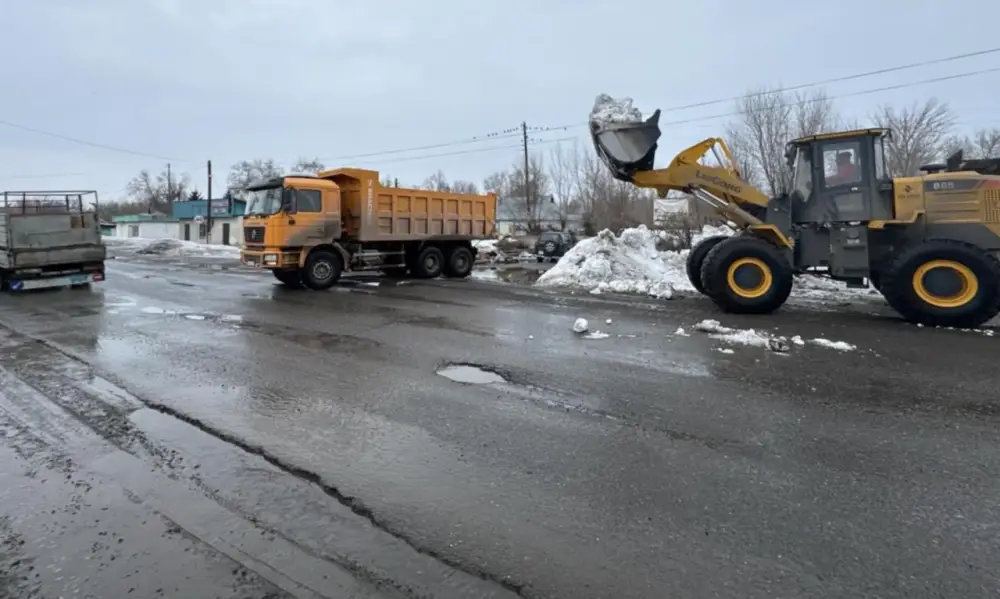 В области Абай продолжаются работы по вывозу снега и откачке талых вод (3)