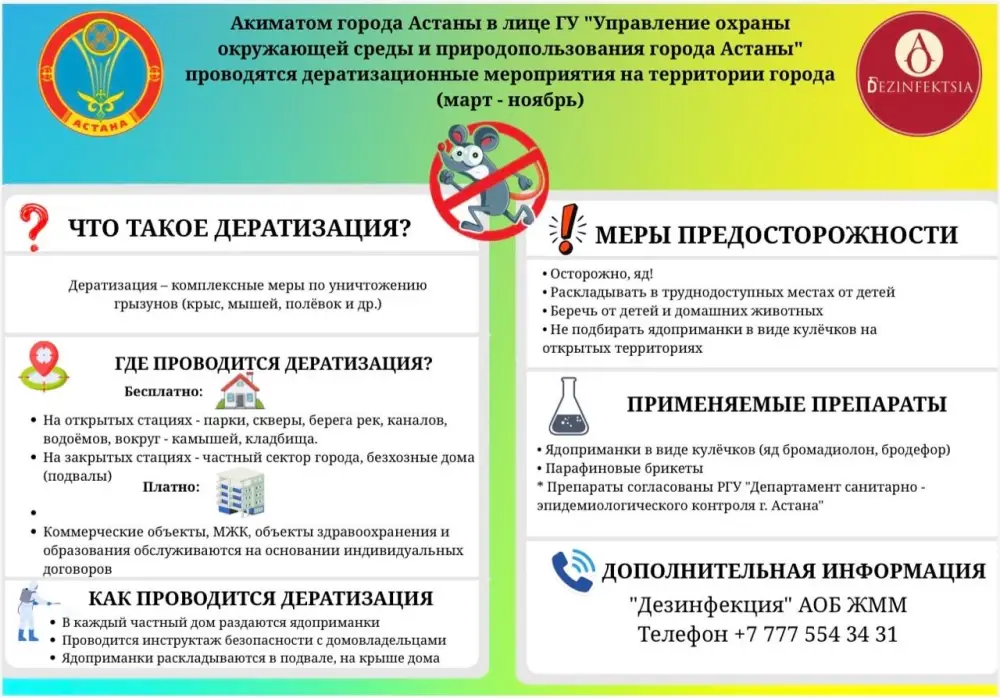 Весенние дератизационные мероприятия в Астане: влияние на здоровье и санитарное состояние города Павлодаре