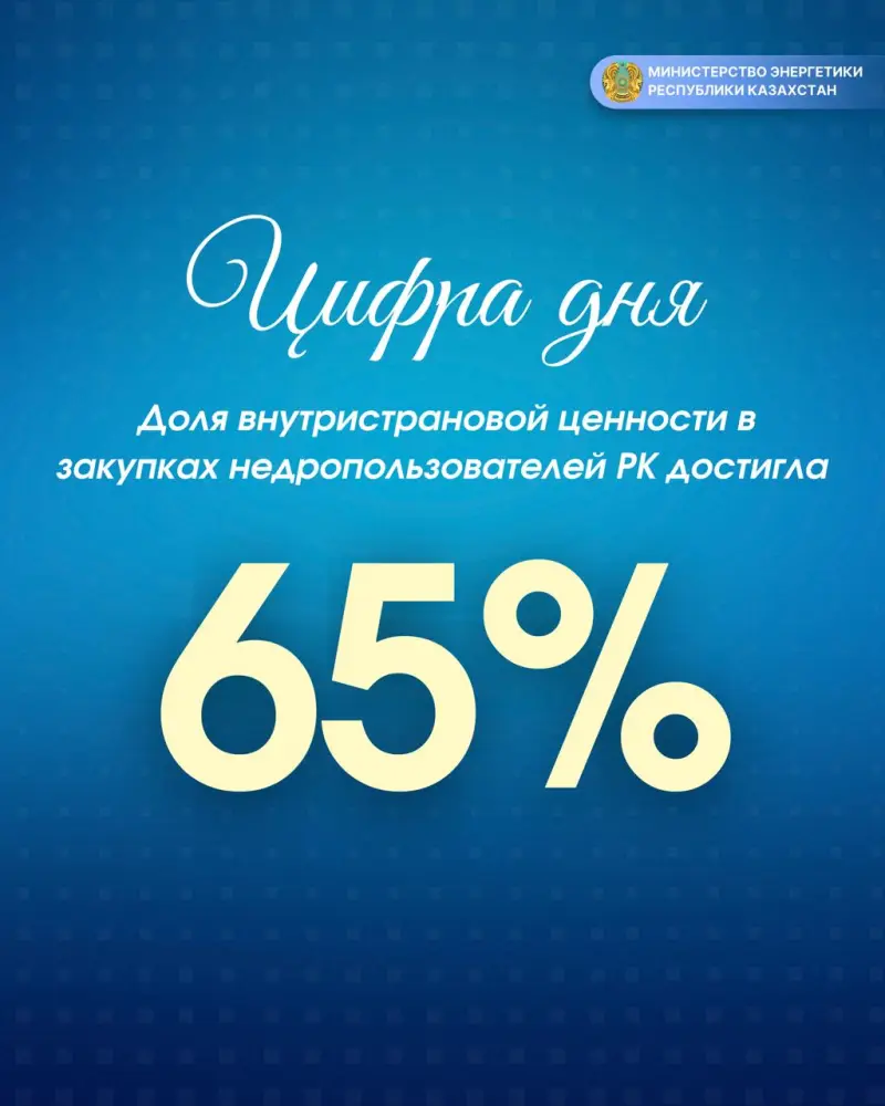 Доля местного содержания в закупках недропользователей Казахстана 65 процентов Павлодаре