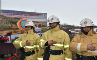 Открытие добровольного пункта пожаротушения в Казахстане в селе Бидаик