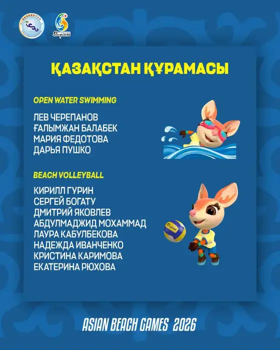 Состав сборной Казахстана на Азиатские пляжные игры 2026 в Китае