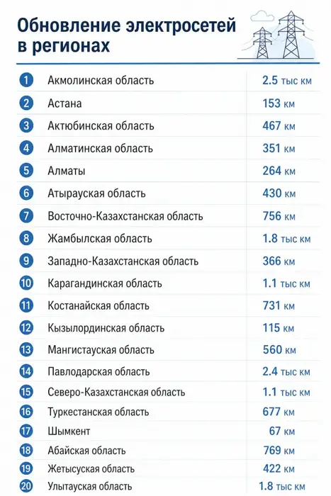 Казахстан: аварийность на электросетях снизилась на 13%