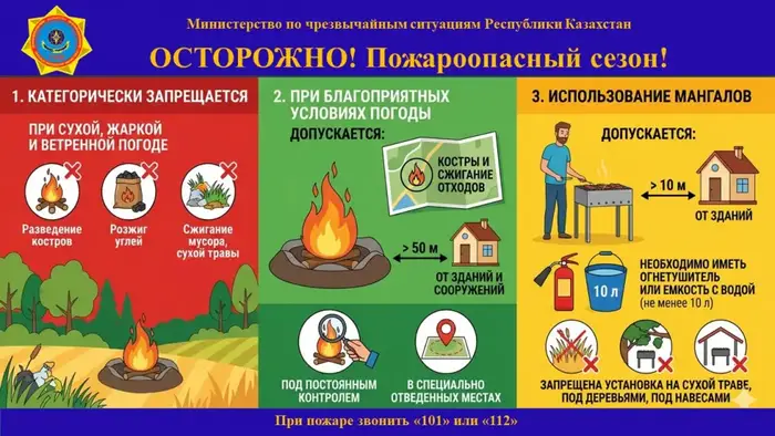 МЧС Казахстана предупреждает о пожарной безопасности в летний период
