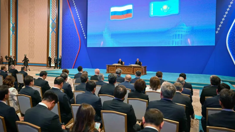 Токаев и Путин обсудили социальные инициативы на брифинге в Астане